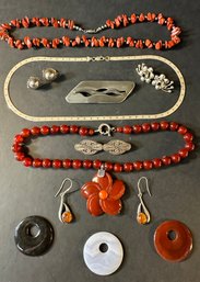 Vintage Sterling And Carnelian Jewelry
