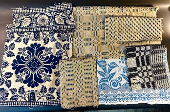 Group Of Wool Overshot Pieces