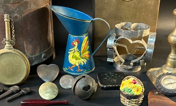 Interesting Group Of Antique Accessories, Bell, Frame, Etc.