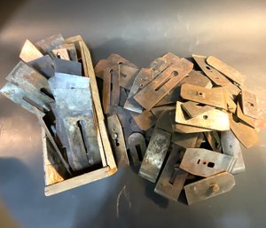 Large Group Of Vintage Wood Plane Cutters
