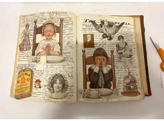 Unusual Scrap Book Done Over A Hand Written Journal