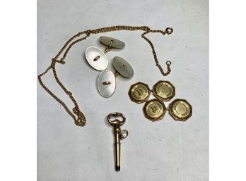 14K Gold Cufflinks W/ Other Jewelry