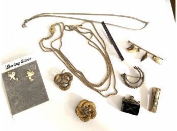 Victorian Gold Filled Watch Chain W/ Other Jewelry