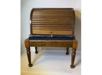 Rolltop Lapdesk W/ Needlepoint Stool