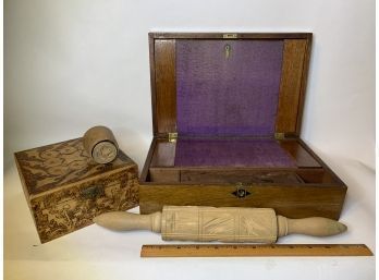 Antique Butter Pat And Pin W/ Lap Desk