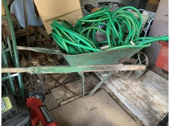 Vintage Wheel Barrel With Iron Wheel