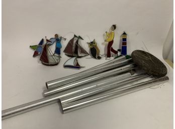 Wind Chimes W/ Stained Glass Garden Ornaments