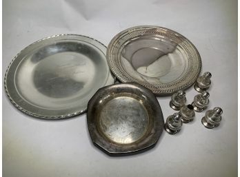 Sterling Silver Plates And Salt Pepper Shakers