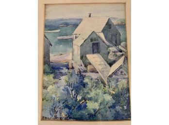 Maud Briggs Knowlton Watercolor Fishing Shacks