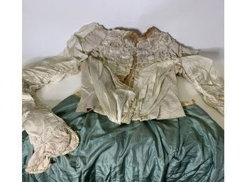 Early Hand Sewn Quilted Silk Petticoat  Skirt W/ Other Clothing