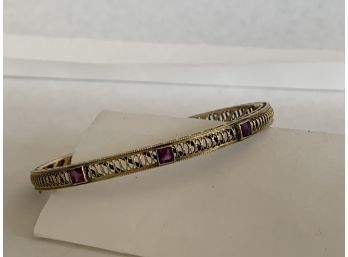 14K Gold And Amethyst Bracelet