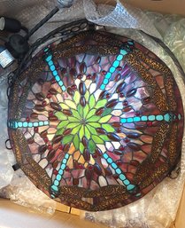 Stained Glass Blue Dragonfly 3 Light Chandelier