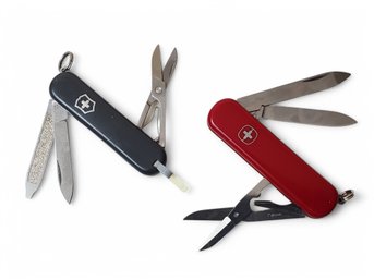 Two Mini Swiss Army Knives Branded Rostfrei, Victorinox, Wenger, Eddie Bauer