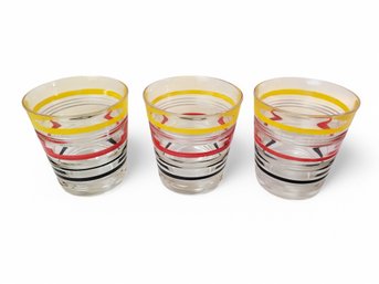 Anchor Hawking Hand Painted Art Deco 3' Drinking Glass Set Circa 1930s