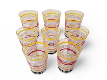 Anchor Hawking Hand Painted Art Deco Drinking Glass Set Of 5 Circa 1930s