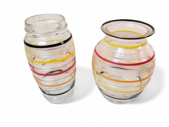 2 Anchor Hawking Hand Painted Art Deco Vases Circa 1930s