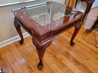 Cherry Glass Inlay End Table