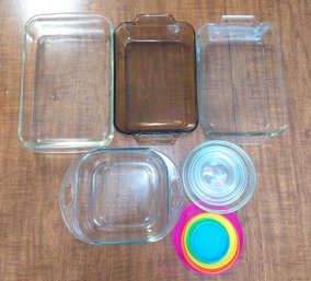 Pyrex Anchor Hocking Thick Baking Dishes Nesting Glass Bowls