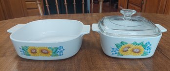 Corning Ware 'Sunsations' 2 Casserole Dishes 2L And 1.5L