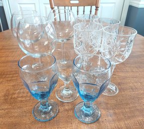 Crystal Wine Glasses Brilliant Cut Wine/water Crystal Blue Textured Water Goblets