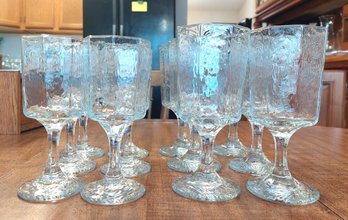 Textured Stemmed Glass For Water Or Wine