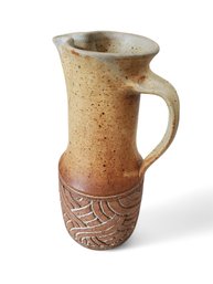 Signed Rustic Stoneware Pottery Pitcher