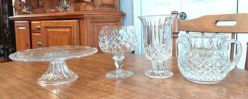 Crystal Cake Stand Pitcher Vase And Goblet