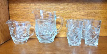 Vintage Anchor Hocking Pitcher Creamer 4 Port Shot Glasses