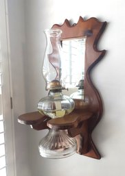 P&A EAGLE Oil Kerosene Lamp Clear Glass From Waterbury Conn USA  With Wall Unit