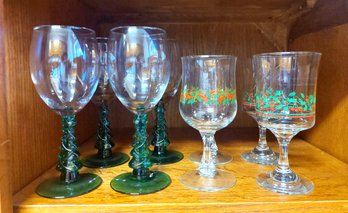 Christmas Collection By ARBY'S Water Goblet Libbey Green Christmas Tree Stem Water Goblet Holly Wine Glass
