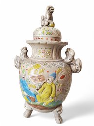 Vintage Hand Made Painted Asian Jar