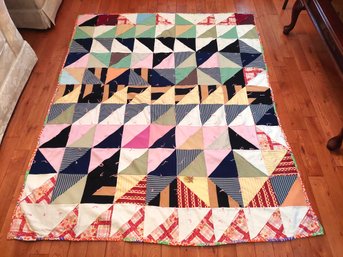 Polyester Accent Patchwork Quilt Blanket 74x60