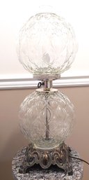 1960s Artichoke Clear Glass Hurricane Lamp