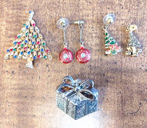 Vintage Xmas Brooch Earrings Christopher Radko Best