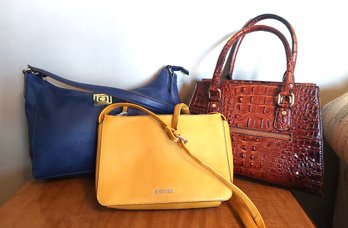 Lot Of 3 Handbags Nine West, Faux Leather Crocodile Purse, Faux Leather Blue Handbag