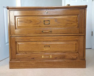 Wooden File Cabinet With Contents
