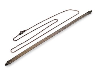 Italy Sterling Silver Necklace, Bracelet 9.95g