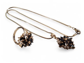 Sterling Silver Ring And Necklace Set 11.97g