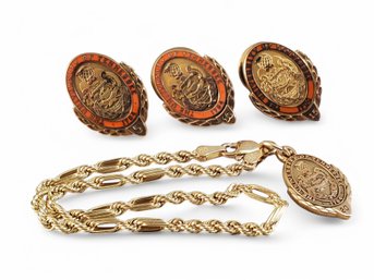 10k Gold, Gold Filled University Of Tennessee Service Pins, Bracelet 10.26g