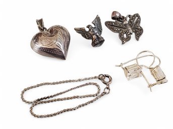 Lot Of Sterling Silver, Earrings, Pendants, Chain