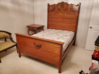 Antique Tiger Oak Full Bed Frame