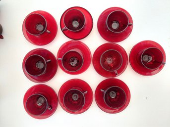 Anchor Hocking Ruby Red Tea Cups Saucer