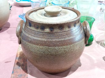 38 Bieger Studios Lidded Stoneware Crock Heavy