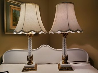 Pair Of Lead Crystal Table Lamps