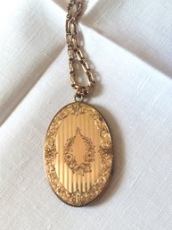 Beautiful Antique Large Oval Locket With Ornate Engravings