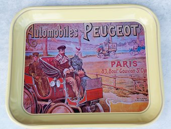 Metal Tray, Printed With An Old Peugeot Advertisement