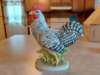 Plymouth Barred Rock Rooster Figurines, Vintage Lefton China Chicken #2