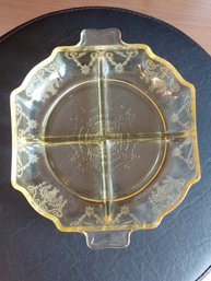 4-Part Relish Dish Lorain Yellow By INDIANA GLASS