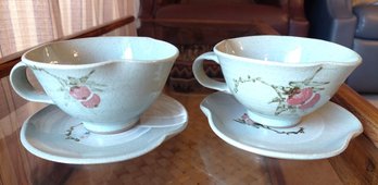 Gray Celadon Tea Cup & Saucer Hand Made