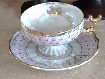 Japan Vintage Pedestal Tea Cup And Saucer